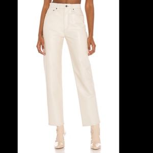 AGOLDE '90s Pinch Waist Recycled Leather High Waist Pants in Powder
